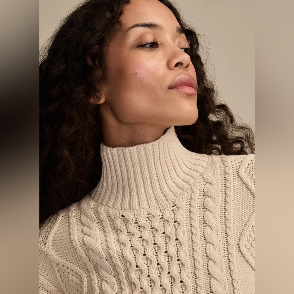 NWT Lucky Brand‎ Cable Turtle Neck Sweater - Picture 2 of 4